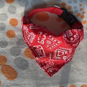 Red Bandana Red Dog Collar Adjustable Custom Made for Dog Leashes.